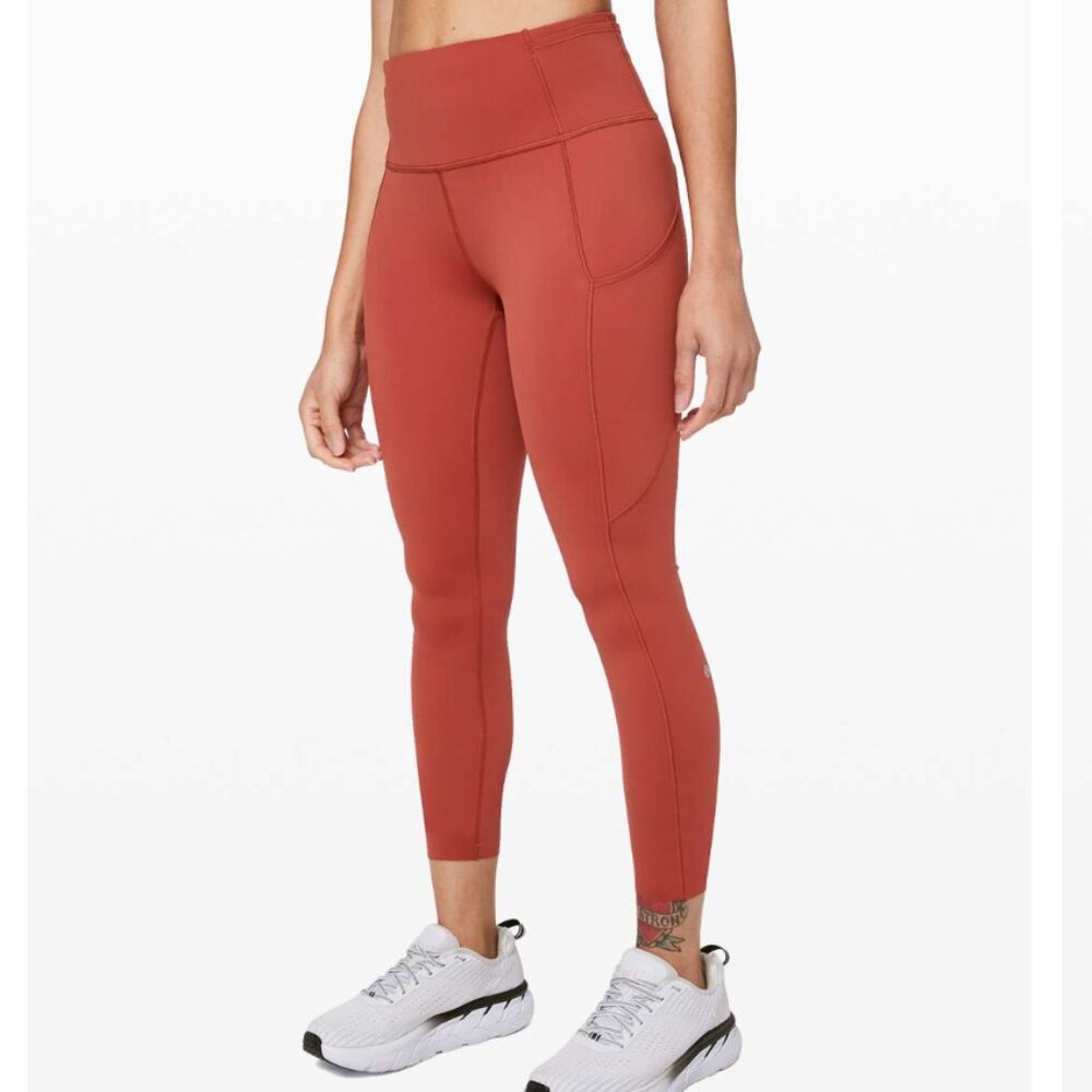 Lululemon Fast and Free Tight II 25" *Non-Reflective Nulux, Cayenne, Size 8